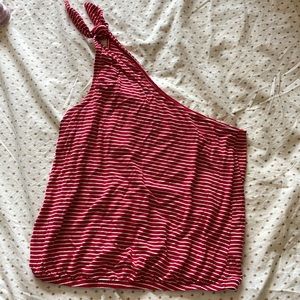 One shoulder striped tank